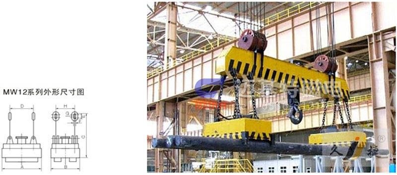 MW12系列、MW15系列吊運(yùn)捆扎螺紋鋼、圓鋼用起重電磁鐵